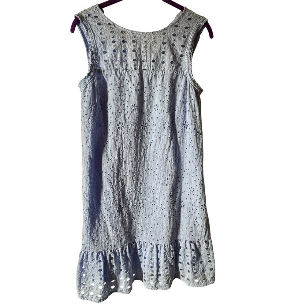 LOFT Dress Women's Size 2 Eyelet Flounce Shift Light Blue‎ Lined